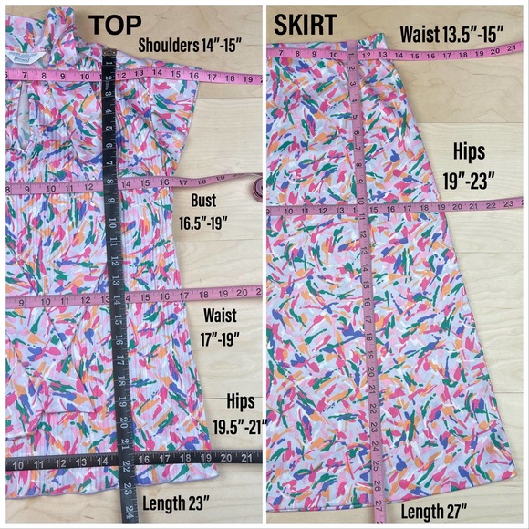 Vintage 1970s Purple Splatter Print 2-Piece Skirt Set - Picture 6 of 7